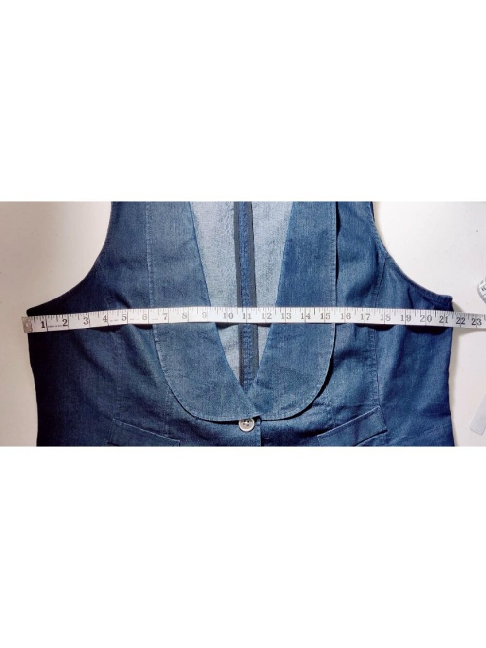 Blue Denim Vest XL CATO Waistcoat Gilet Deep V-Neck Western 3 Button ShawlCollar - Picture 11 of 15